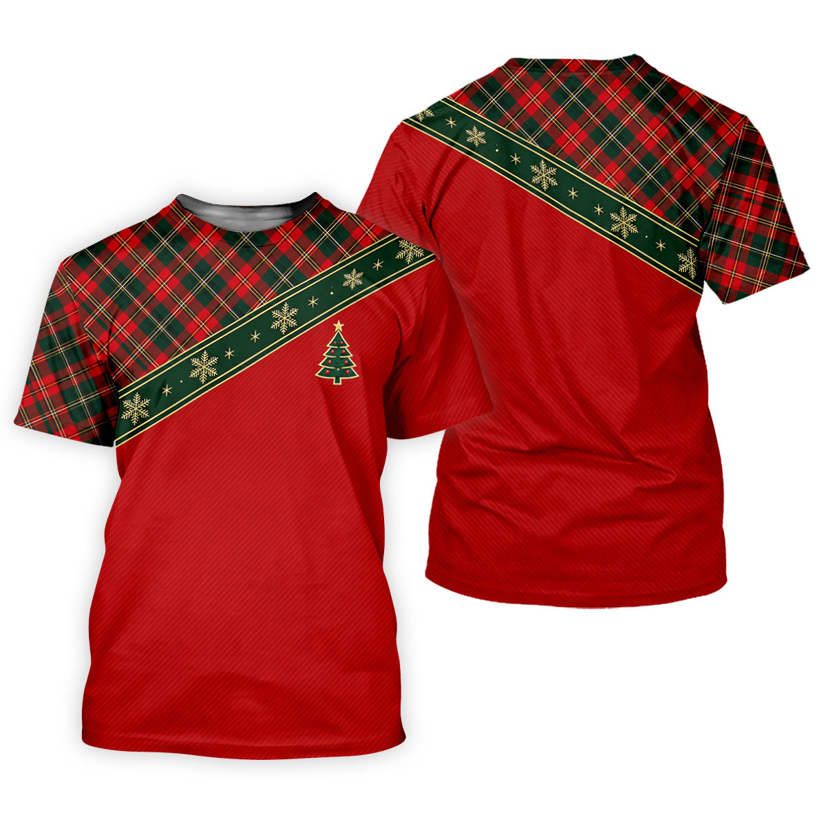 Red Plaid Snowflake Tree Christmas Golf Shirt, Womens Golf Tops, Ladies Golf Shirts