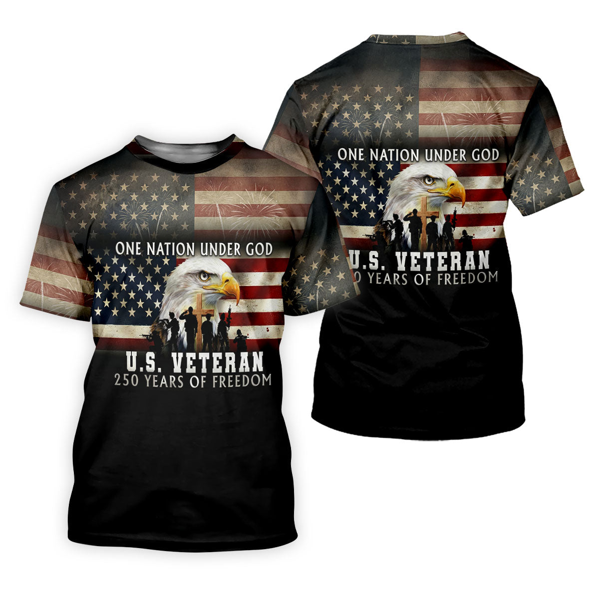 One Nation Under God US Veteran 250 Years Of Freedom Patriotic Golf Shirt, Golf Shirts For Men