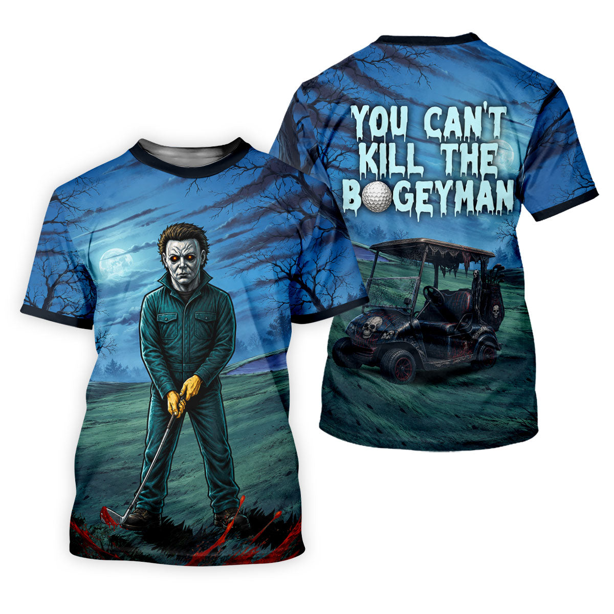 You Cant Kill The Bogeyman Horror Character Golf Polo Shirt, Halloween Golf Shirt, Mens Golf Shirts