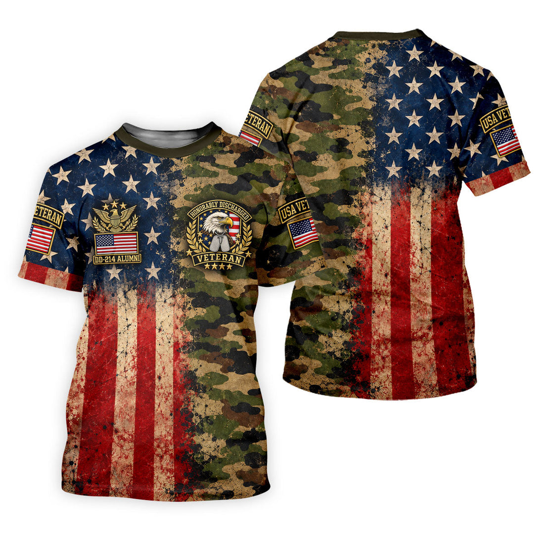 DD-214 Eagle Split USA Flag Camo Polo Shirt, Veterans Day Shirt, Golf Tops For Women