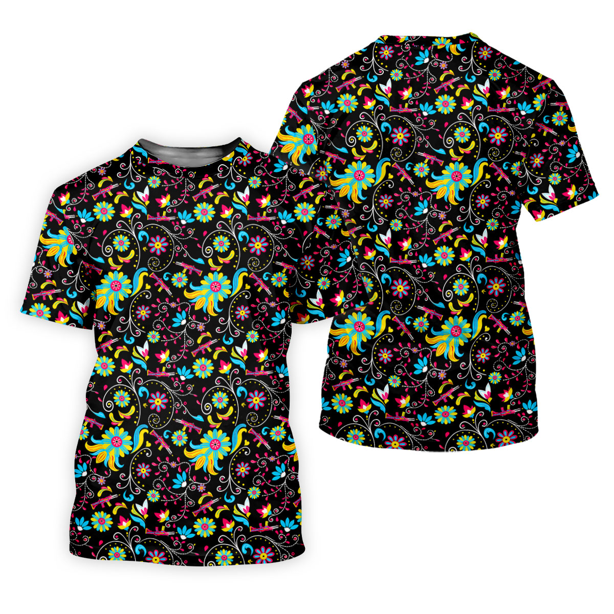 Flores De Mayo Cinco De Mayo Celebration Fiesta Themed Tropical Pattern Golf Shirts For Men