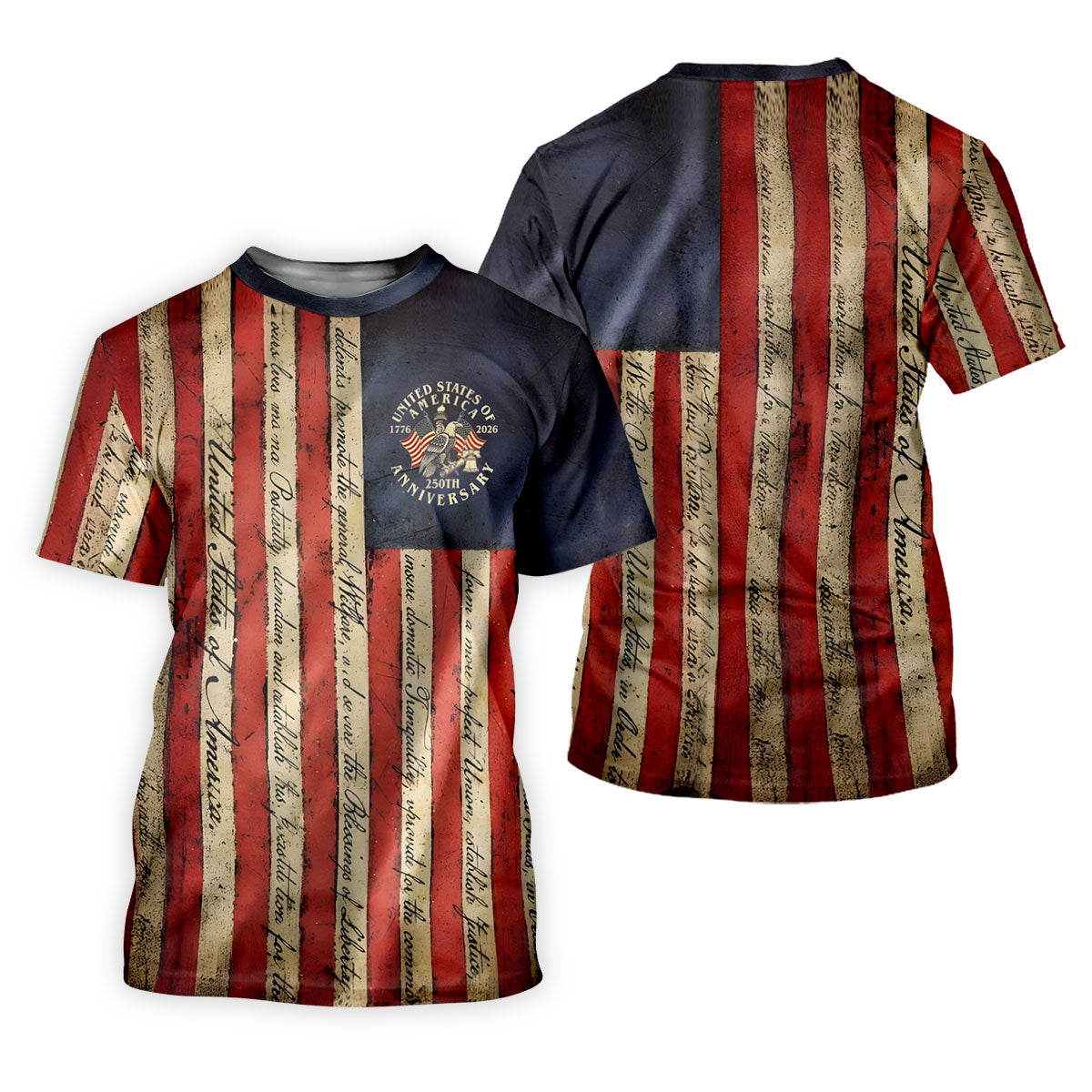 USA 250th Anniversary Distressed Flag Patriotic Golf Shirt, 4th Of July Golf Shirts For Men