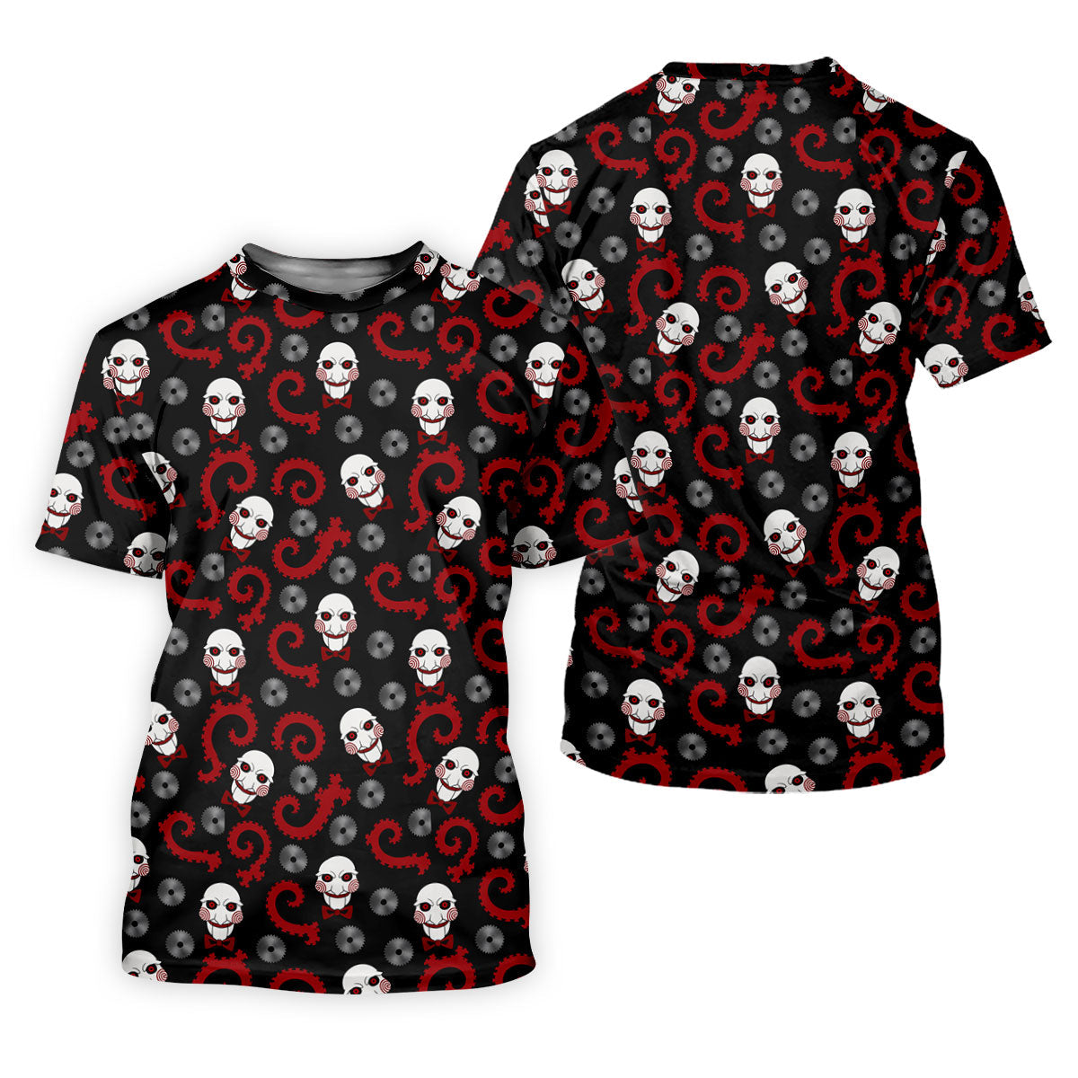 Creepy Puppet Spiral Halloween Golf Polo Shirt, Horror Character Shirt, Mens Golf Polo