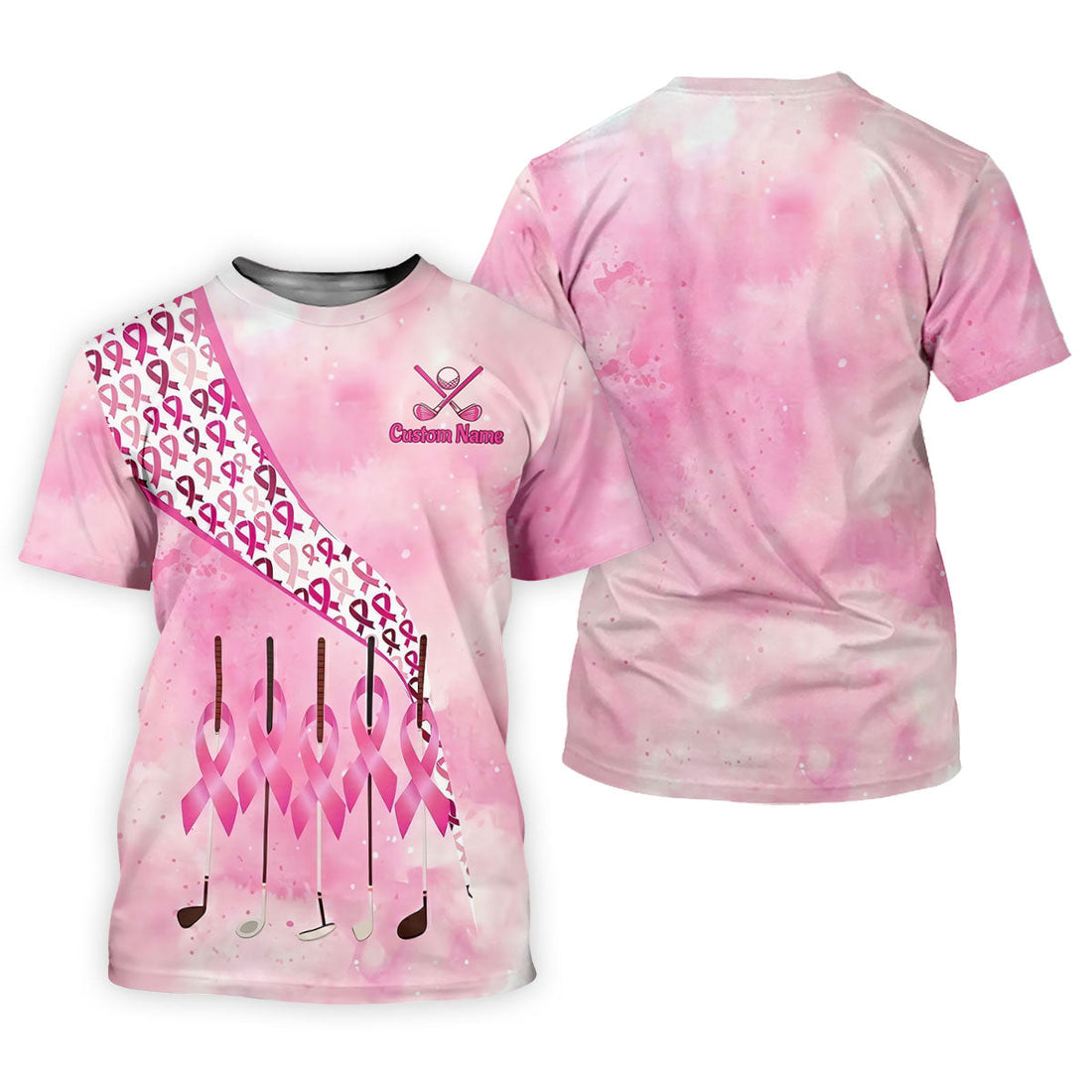 Custom Golf Club Breast Cancer Ribbon Polo Shirt, Womens Golf Tops, Ladies Golf Shirts