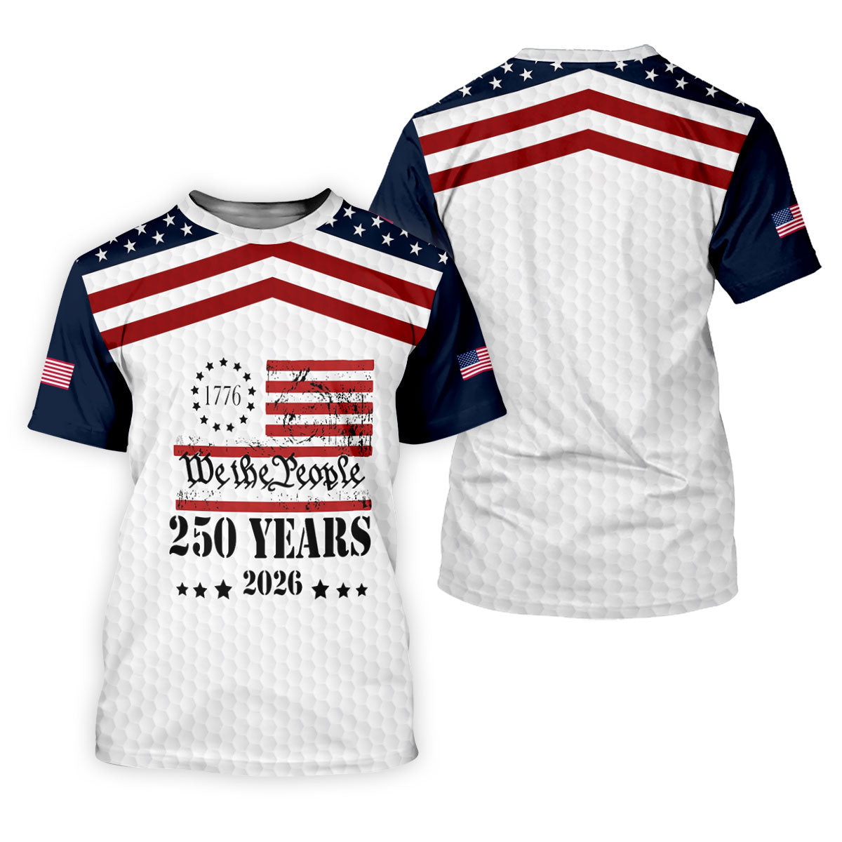 We The People 250 Years US Flag Golf Shirt, Patriotic 4th Of July Golf Shirts For Men