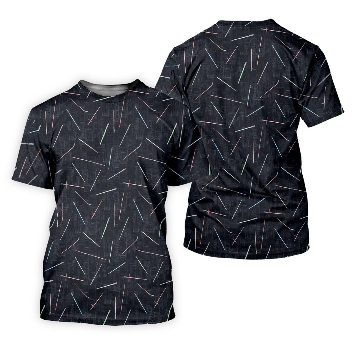 Minimalist Neon Lightsaber Pattern Golf Shirt, Mens Polo Shirts, Golf Shirts For Men