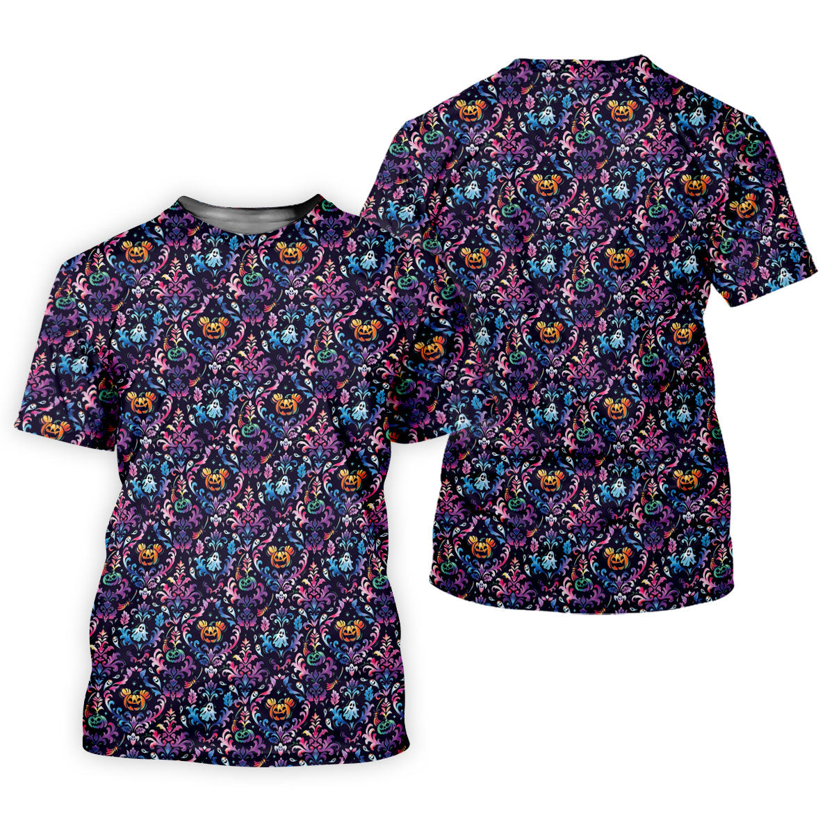 Colorful Ghost Pumpkin Floral Halloween Polo Shirt, Women’s Sleeveless Golf Shirt, Ladies Golf Top