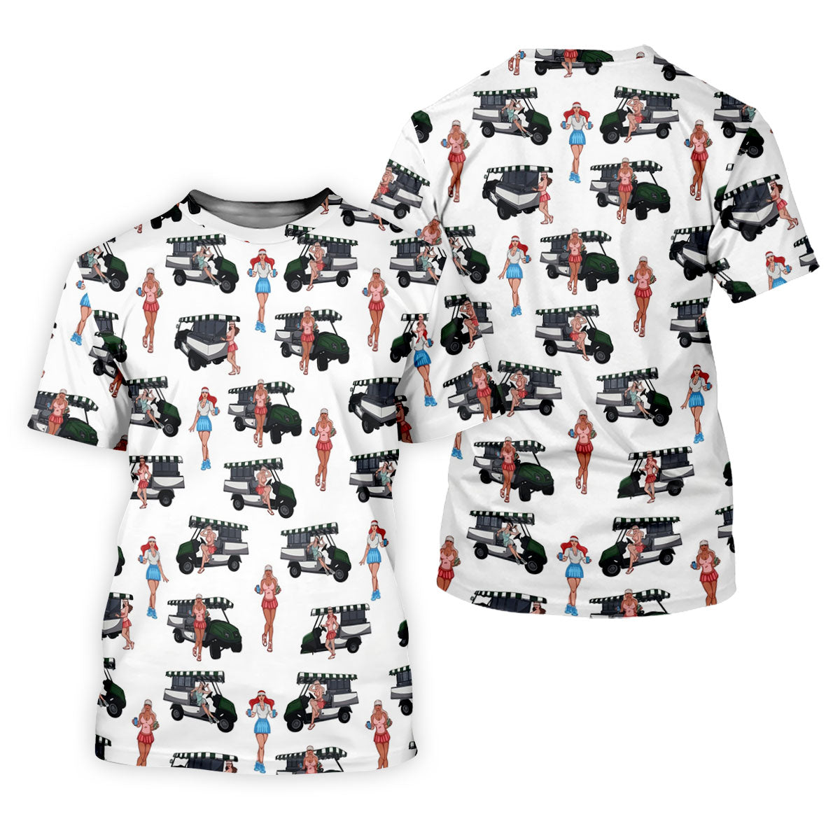 Golf Cart Girls Pattern Golf Polo Shirt, Hawaiian Golf Shirt, Mens Golf Apparel