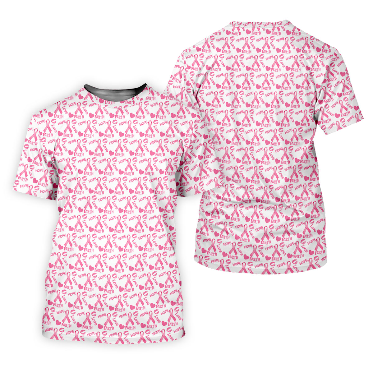 Hope Love Faith Pink Ribbon Breast Cancer Golf Shirt, Women’s Golf Polo, Ladies Golf Top