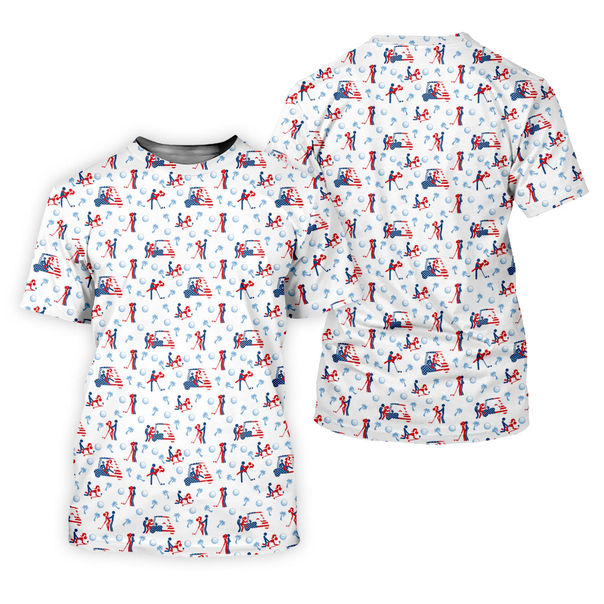 Naughty Couple Funny Stick Figures Patriotic Golf Shirt, 250 Years 4th Of July Golf Shirt For Women
