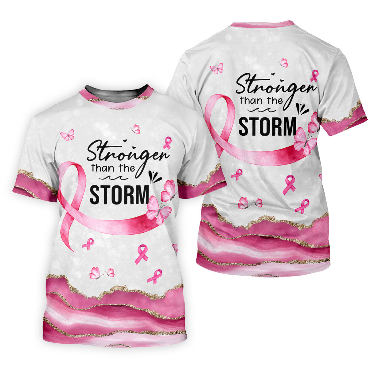 Stronger Than The Storm Breast Cancer Polo Shirt, Golf Tops For Women, Ladies Golf Top