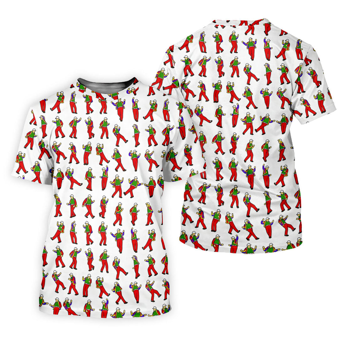Colorful Dancing Character Pattern Polo Shirt, Printed Golf Shirt, Women’s Golf Apparel