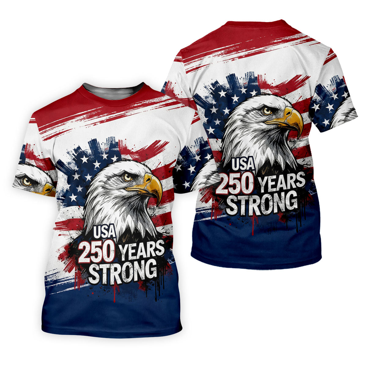 USA 250 Years Strong Bald Eagle American Flag Golf Shirt, Patriotic 4th Of July Golf Shirt For Women