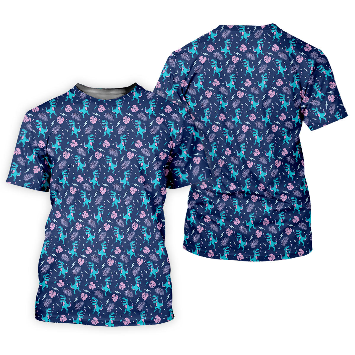 Funny Dinosaur Golfer Tropical Pattern Polo Shirt, Mens Golf Polo, Printed Golf Shirts