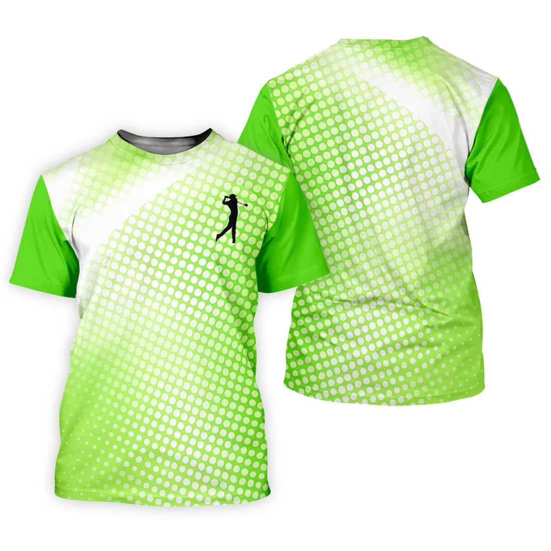 Green White Gradient Polka Dot Golf Shirt, Polo Shirts For Men, Golf Shirts For Men