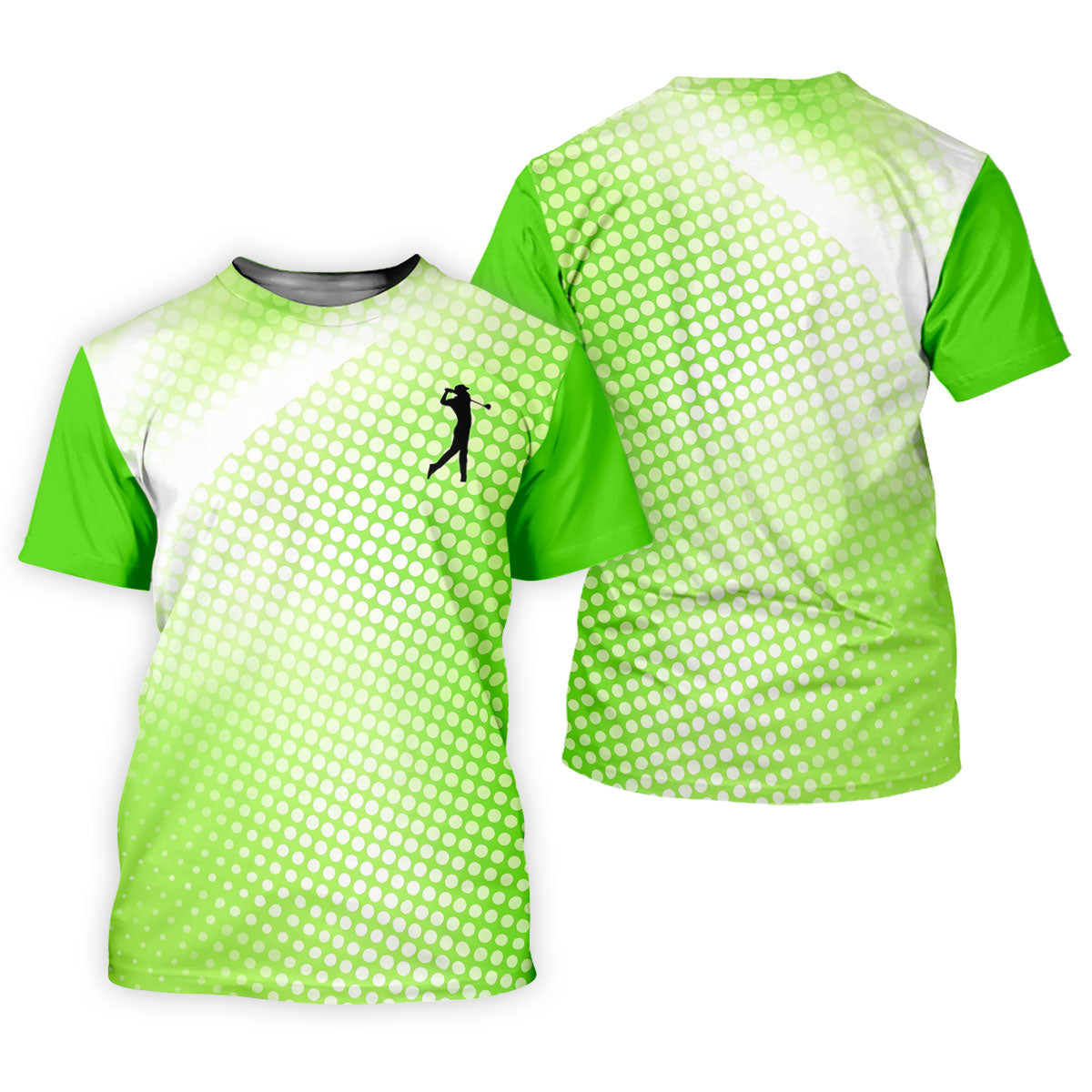 Green White Gradient Polka Dot Golf Shirt, Polo Shirts For Men, Golf Shirts For Men