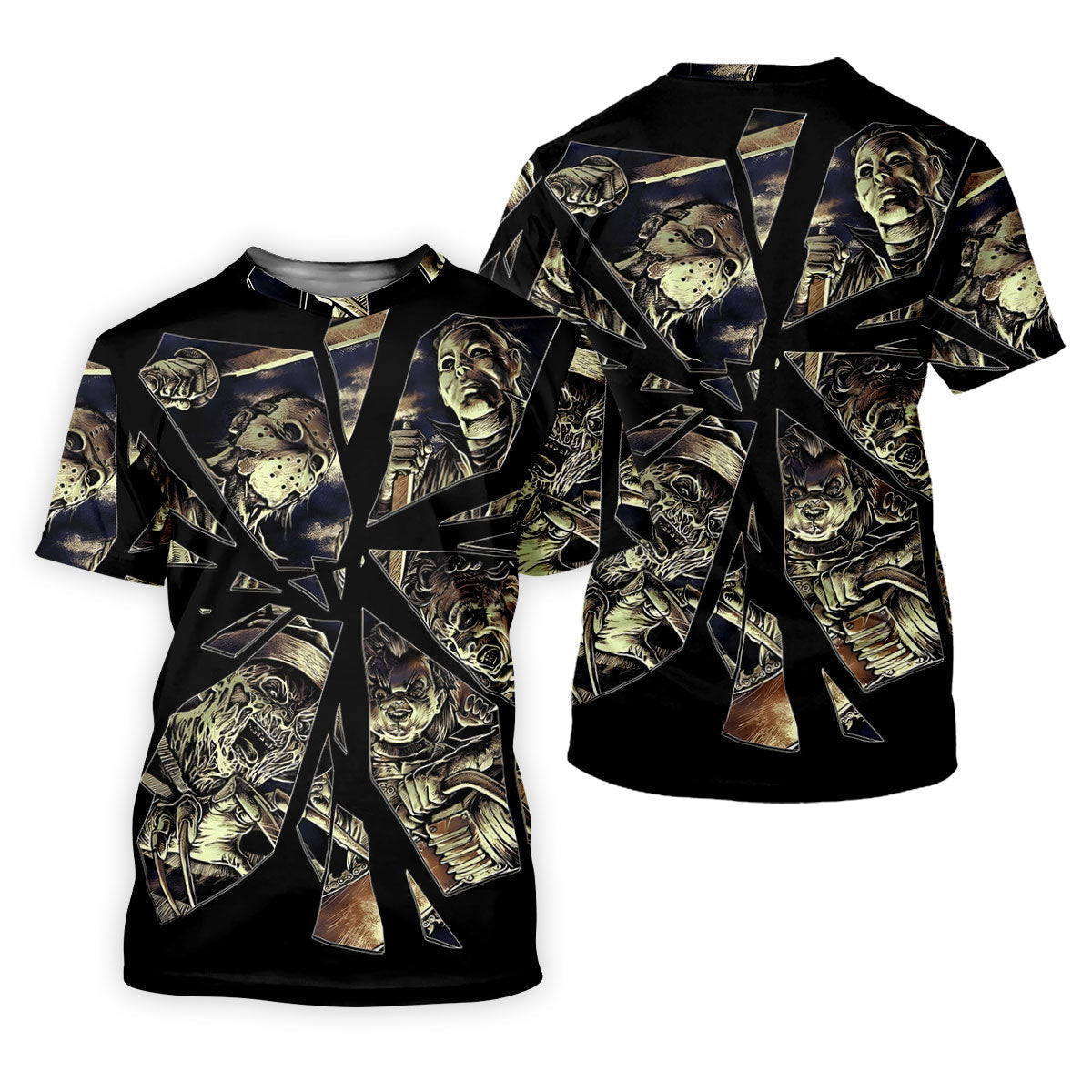 Broken Glass Horror Character Collage Golf Polo Shirt, Womens Golf Polo, Ladies Golf Shirts