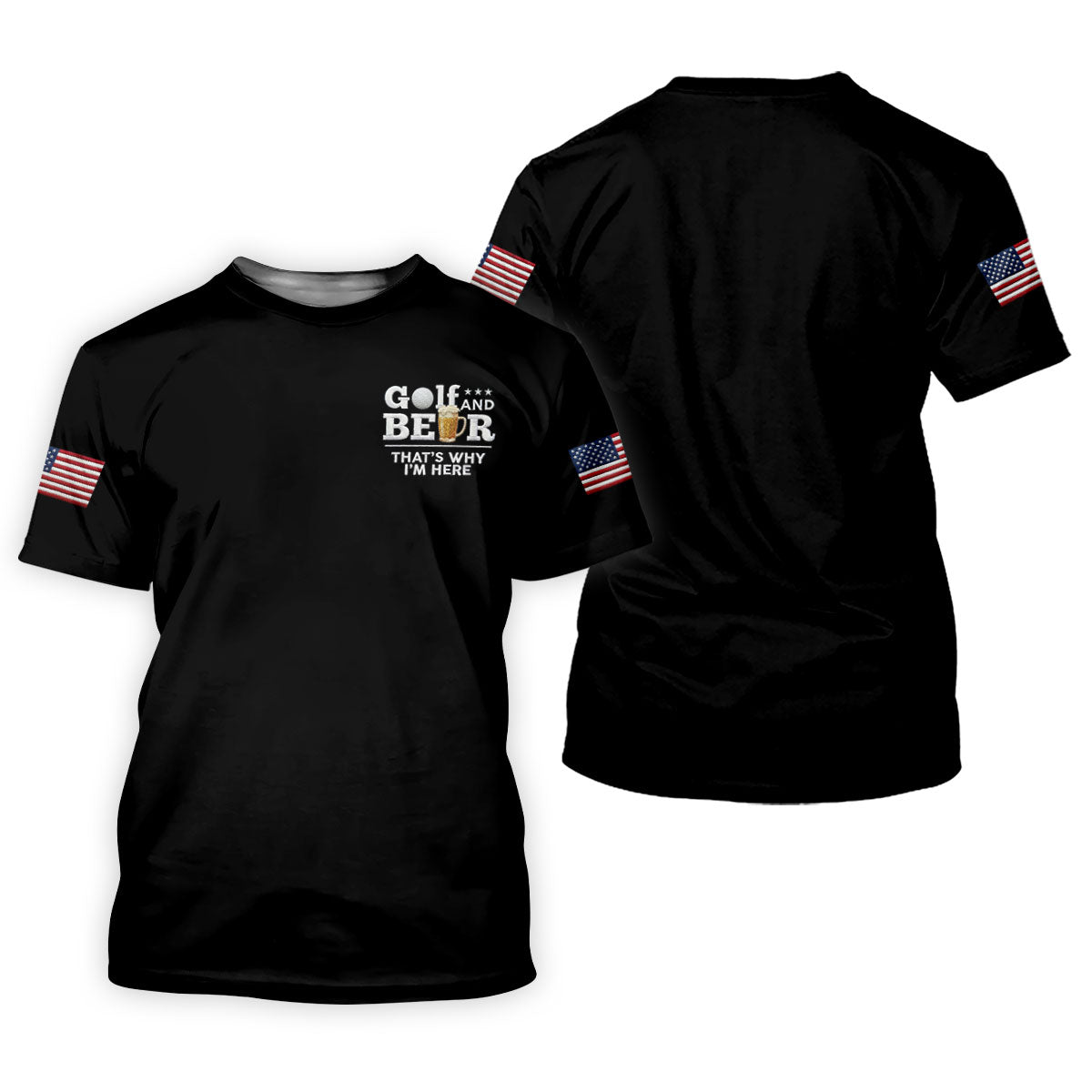 Golf And Beer That's Why I'm Here 250 Years US Flag Golf Shirt, Patriotic 4th Of July Golf Shirts For Men