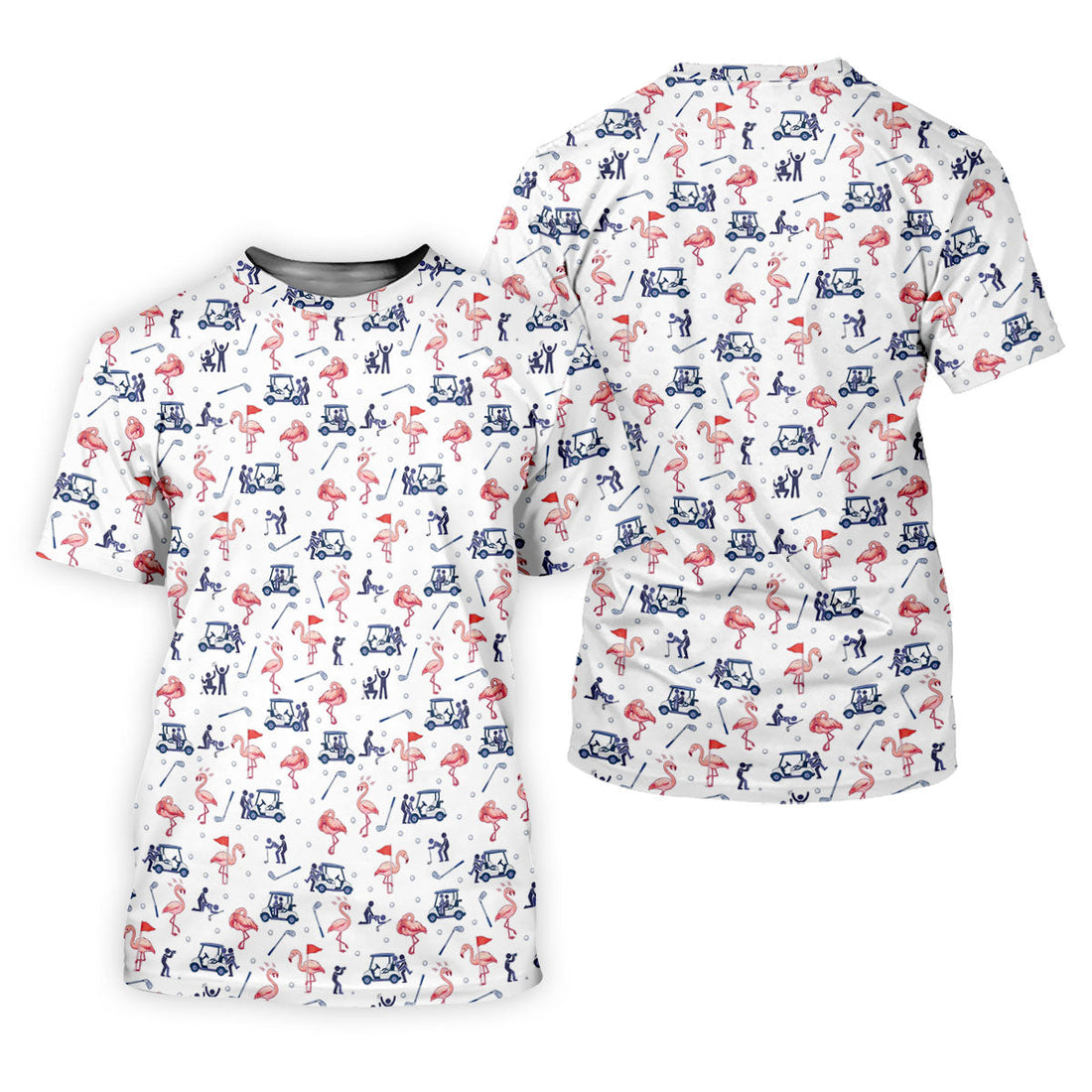 Flamingo Funny Golf Pattern Polo Shirt, Men's Golf Shirt, Golf Apparel For Men