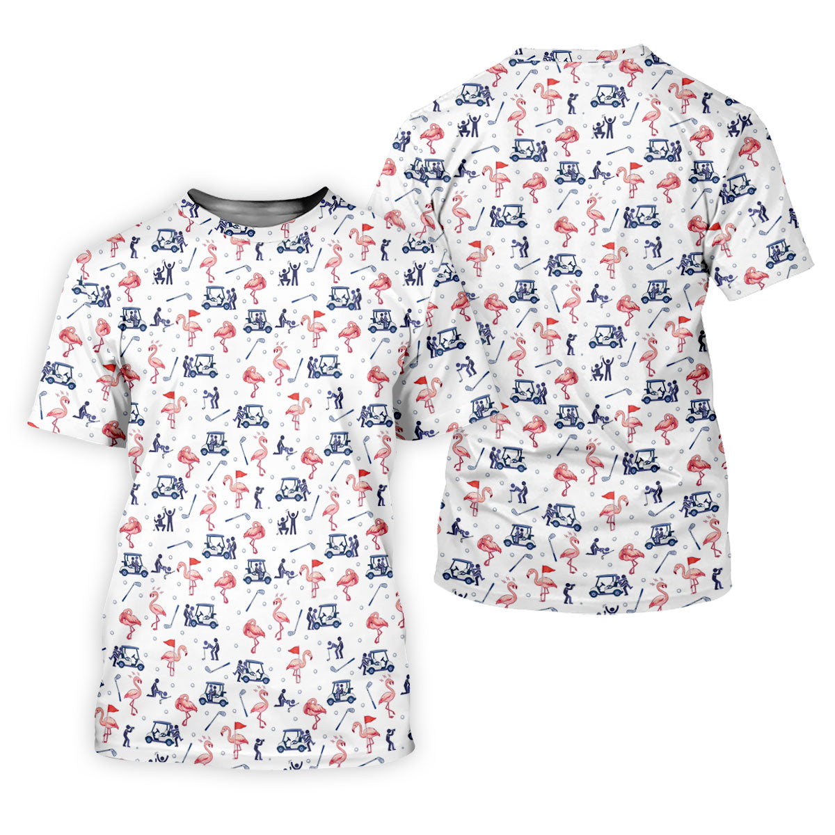 Flamingo Funny Golf Pattern Polo Shirt, Men's Golf Shirt, Golf Apparel For Men