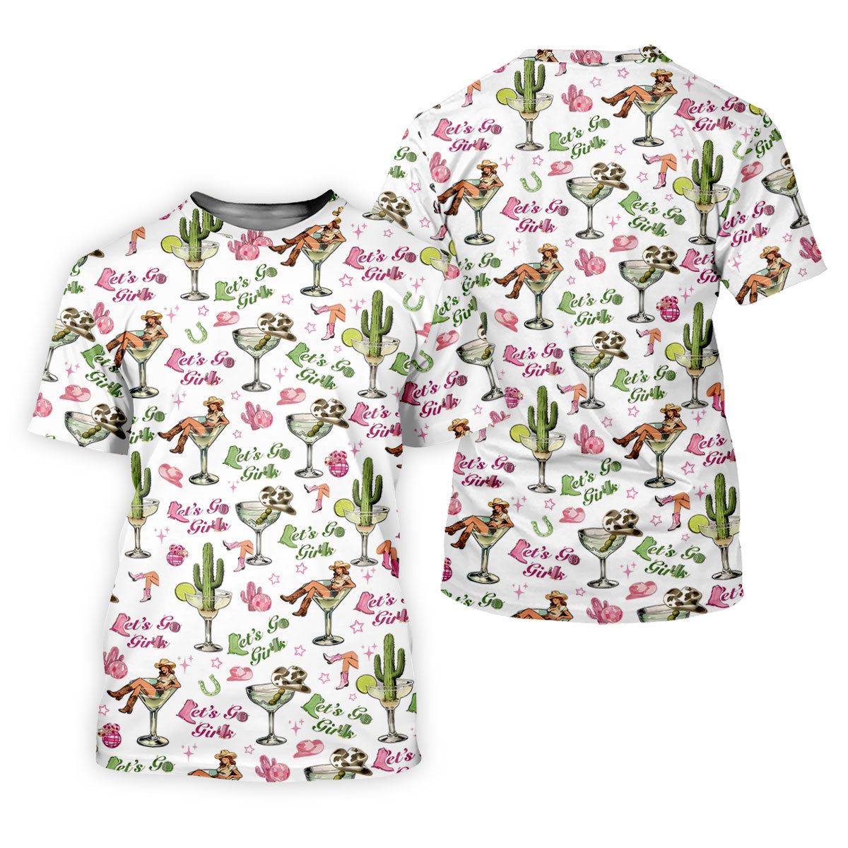 Let's Go Girls Cowgirl Margarita Hawaiian Golf Shirt, Men's Golf Shirt, Golf Polo Shirts For Men