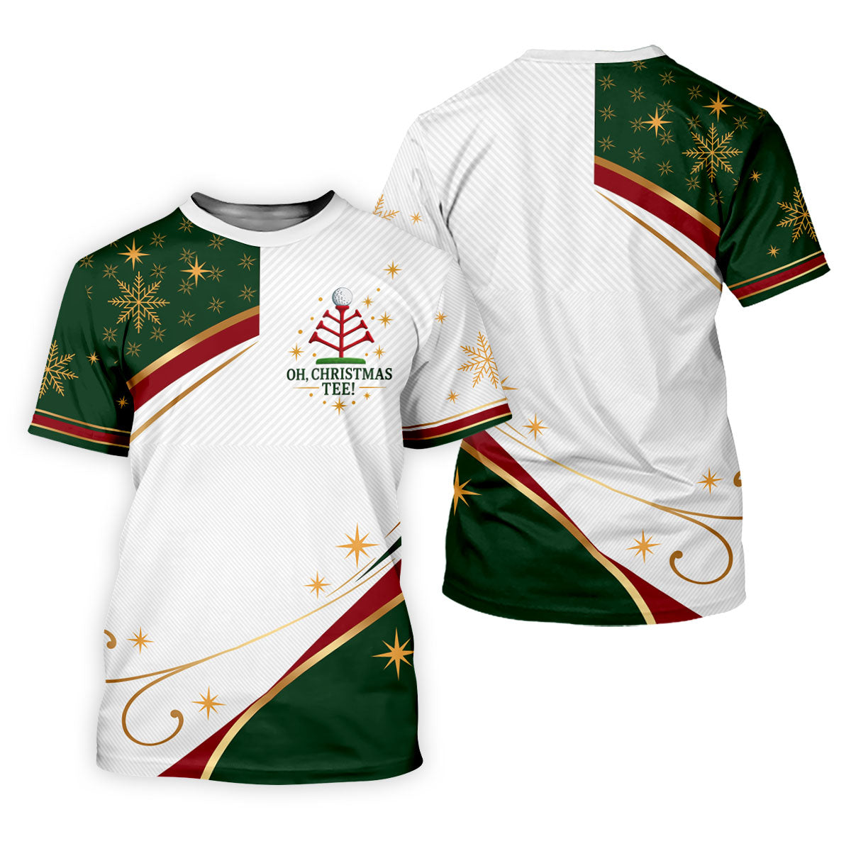 Green Gold Tree Christmas Golf Polo, Golf Polo Shirts For Men, Golf Shirts For Men
