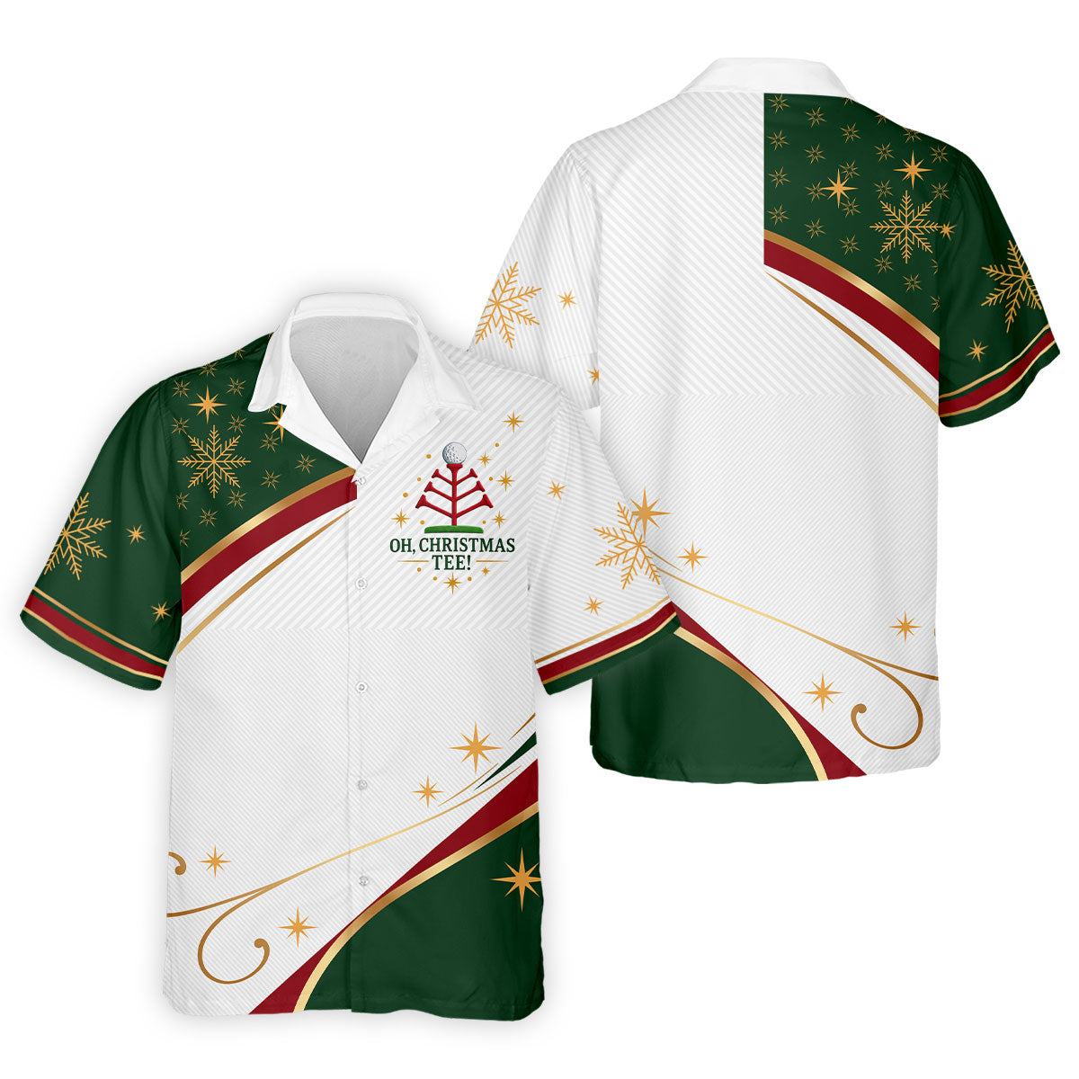 Green Gold Tree Christmas Golf Polo, Golf Polo Shirts For Men, Golf Shirts For Men