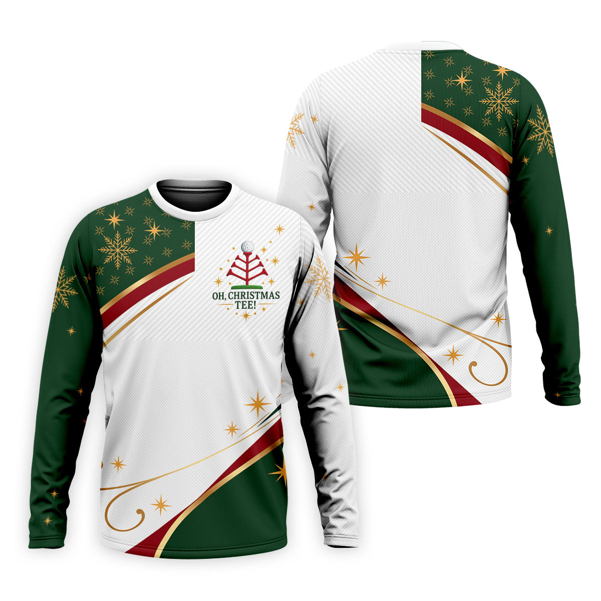 Green Gold Tree Christmas Golf Polo, Golf Polo Shirts For Men, Golf Shirts For Men