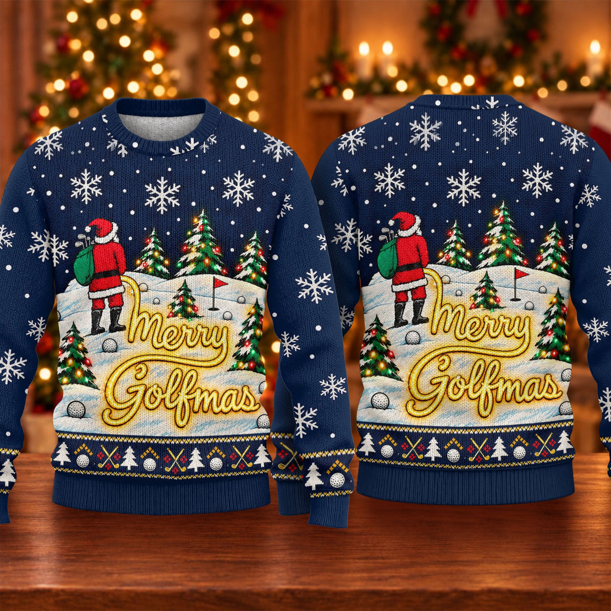 Navy Merry Golfmas Ugly Christmas Sweater, Ugly Sweater Party, Festive Holiday Outfit