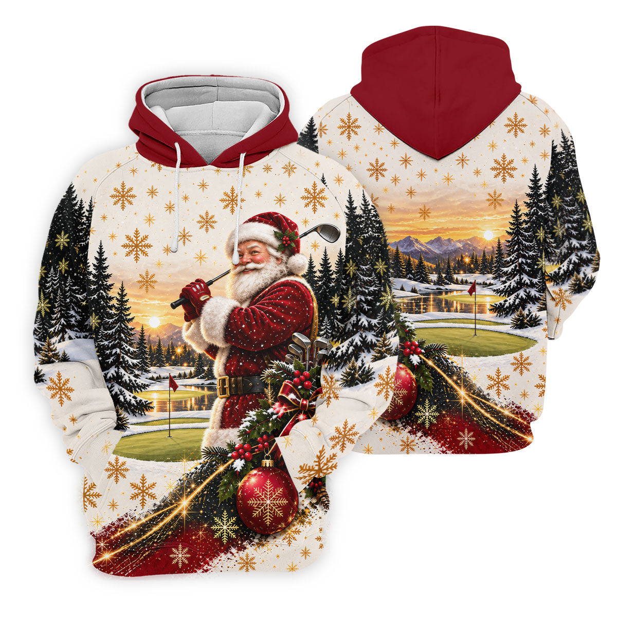Vintage Santa Winter Christmas Golf Polo, Printed Golf Shirts, Golf Apparel For Men