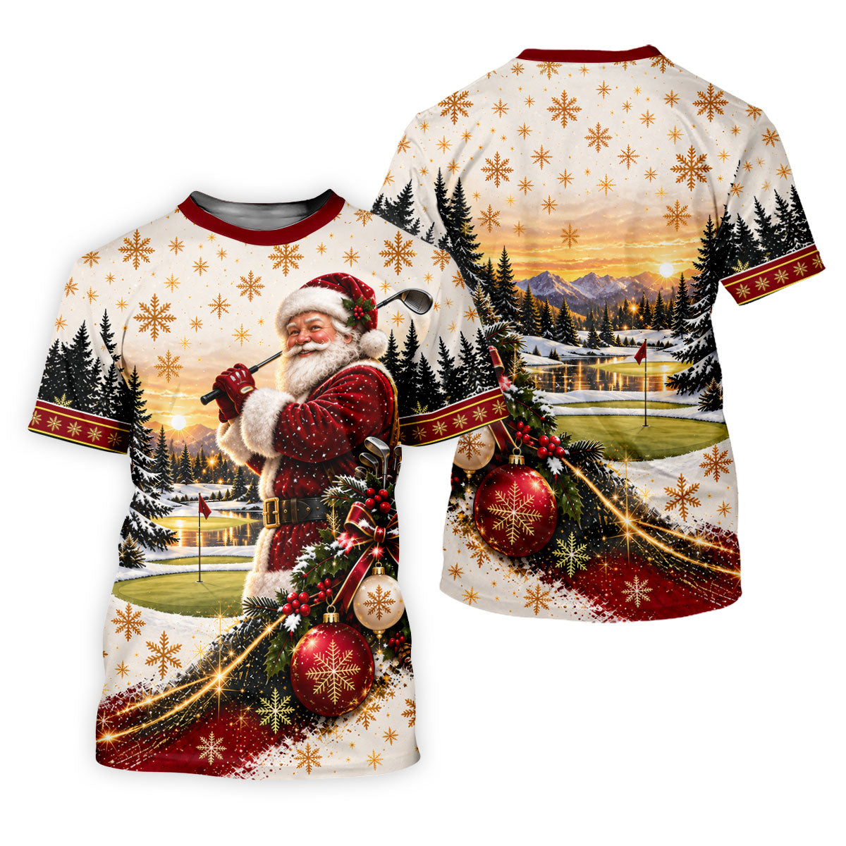 Vintage Santa Winter Christmas Golf Polo, Golf Polo For Women, Ladies Golf Shirts
