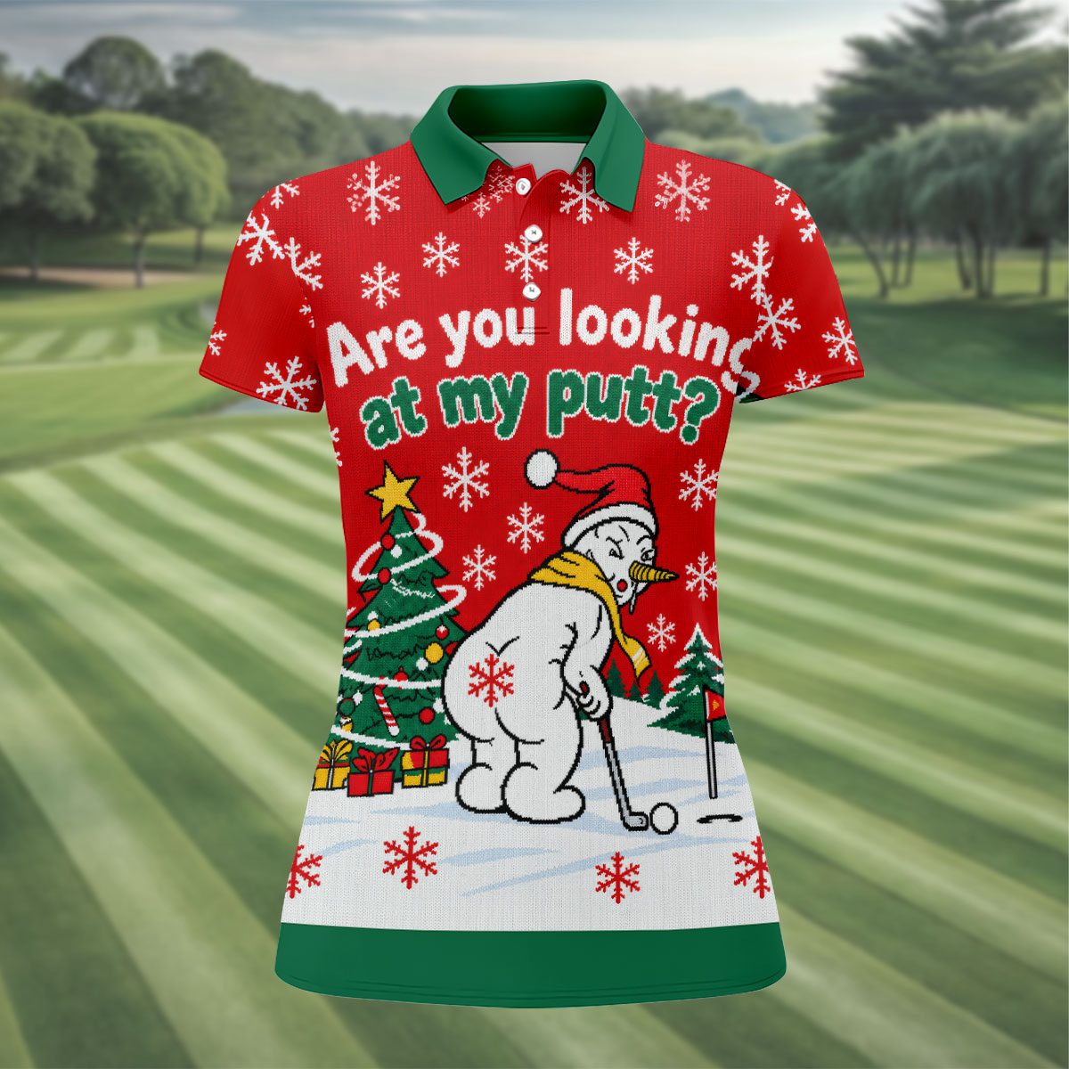 Are You Looking At My Putt Christmas Golf Shirt, Ladies Golf Shirts, Ladies Golf Tops