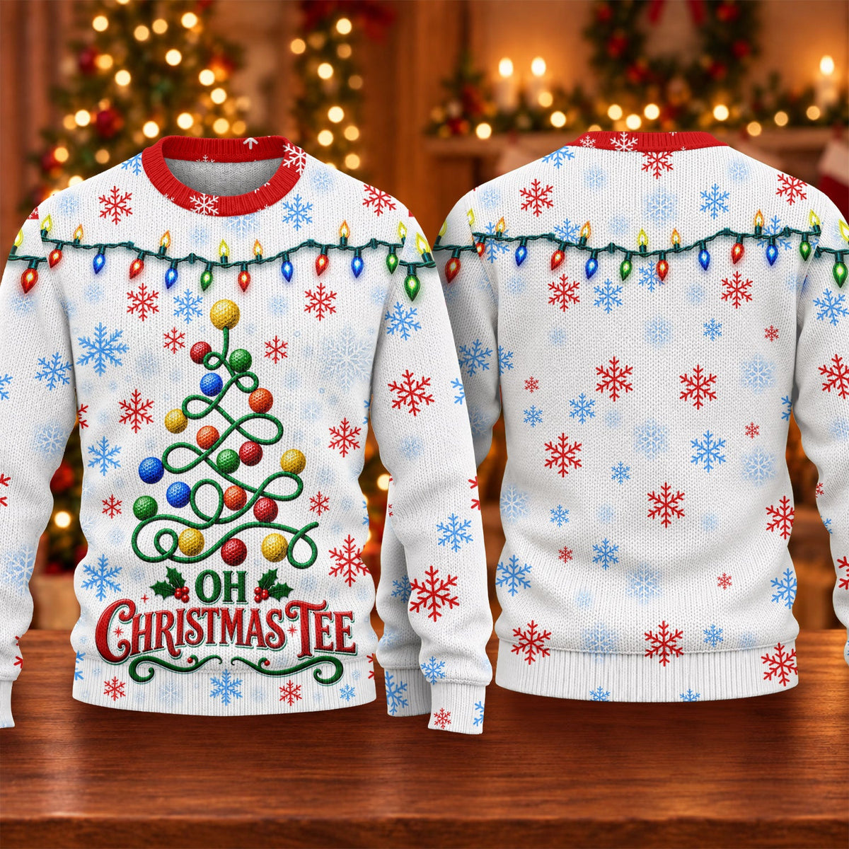 Golf Ball Tree Ugly Christmas Sweater, Christmas Party Outfit, Ugly Sweater Party