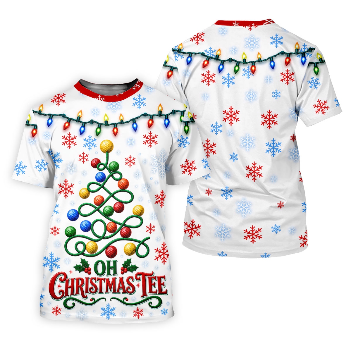 Golf Ball Tree Christmas Golf Shirt, Printed Golf Shirts, Golf Polo Shirts For Men