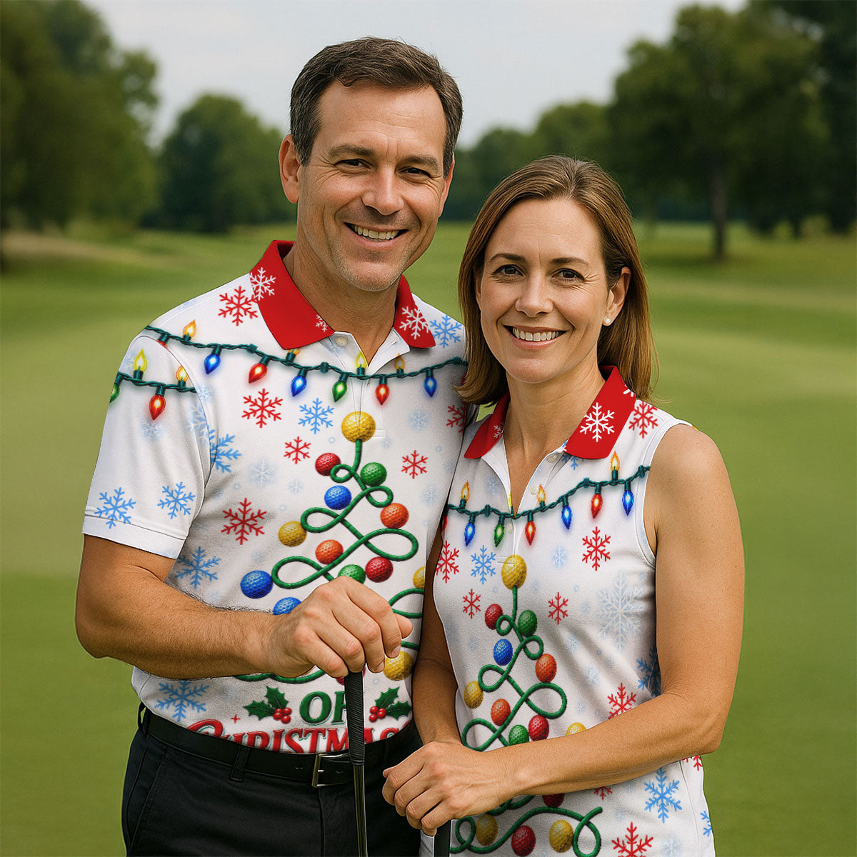 Golf Ball Tree Christmas Golf Shirt, Printed Golf Shirts, Golf Polo Shirts For Men