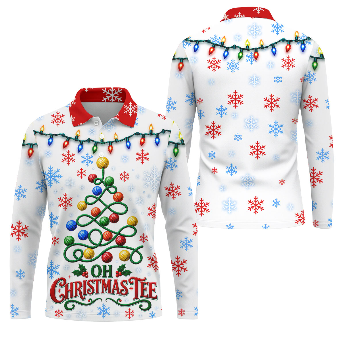 Golf Ball Tree Christmas Golf Shirt, Printed Golf Shirts, Golf Polo Shirts For Men