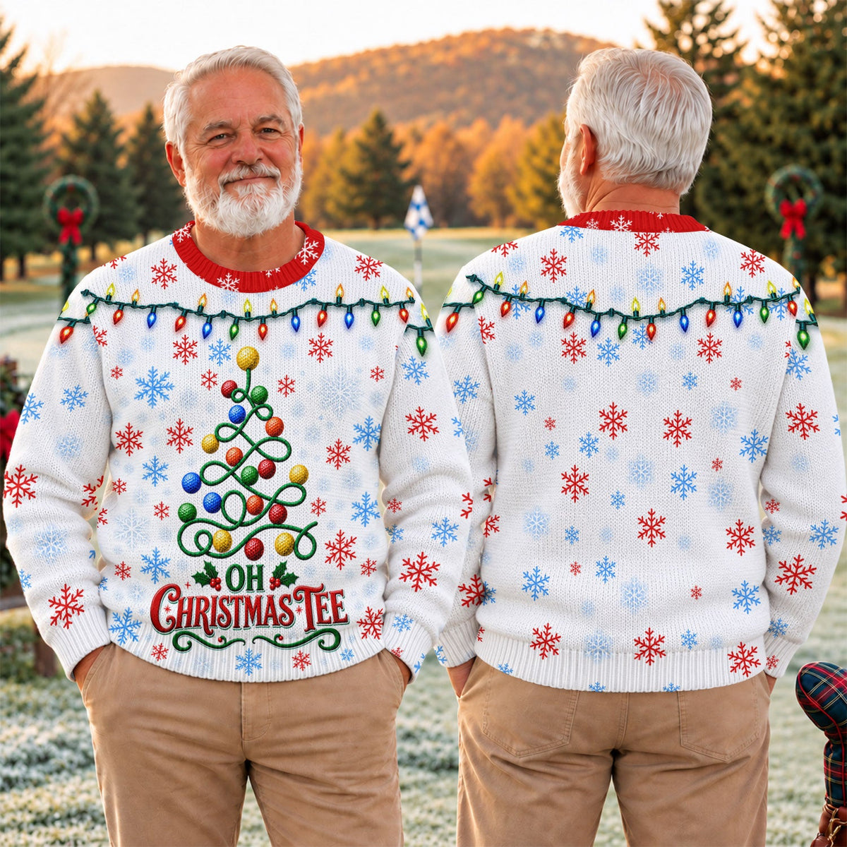 Golf Ball Tree Ugly Christmas Sweater, Christmas Party Outfit, Ugly Sweater Party