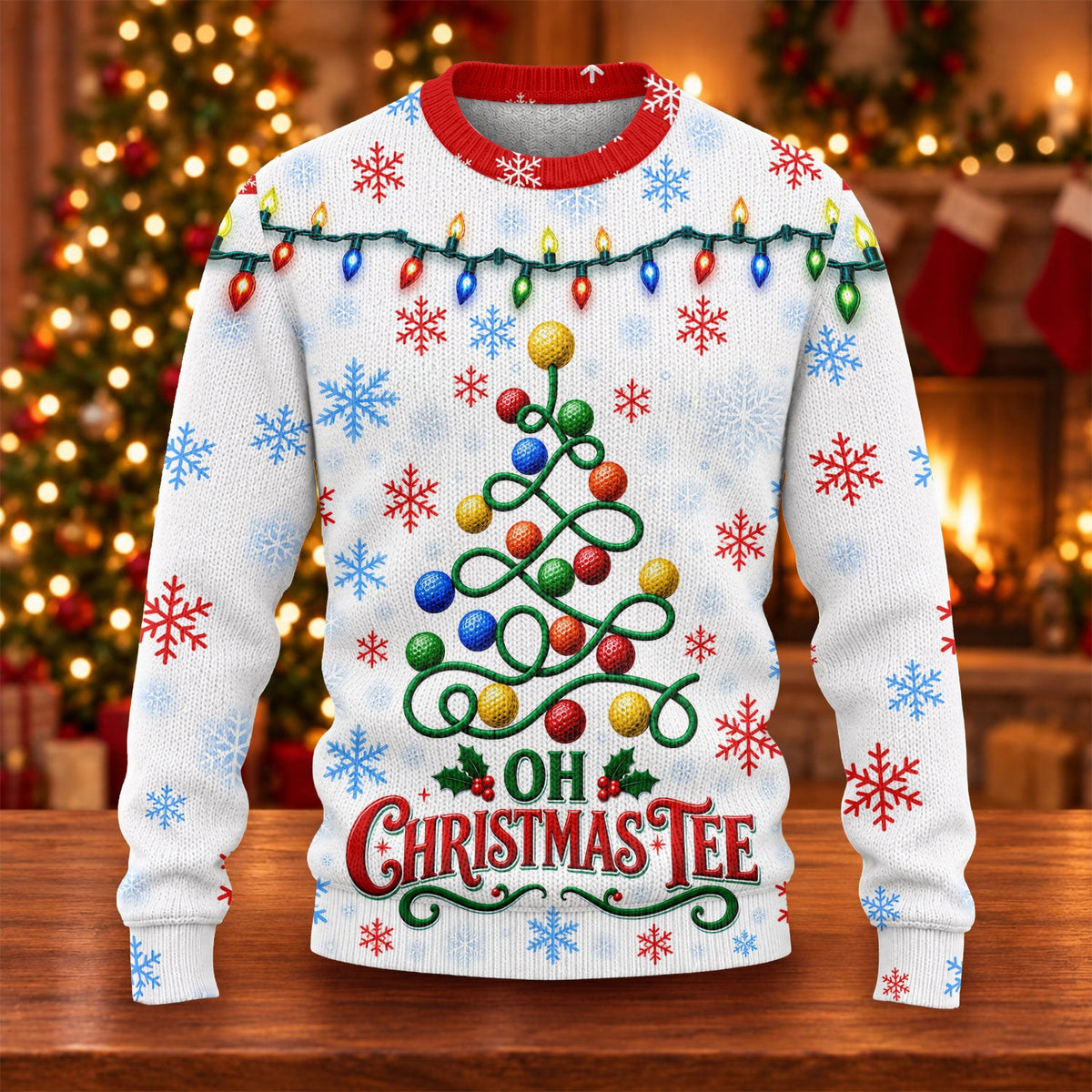 Golf Ball Tree Ugly Christmas Sweater, Christmas Party Outfit, Ugly Sweater Party