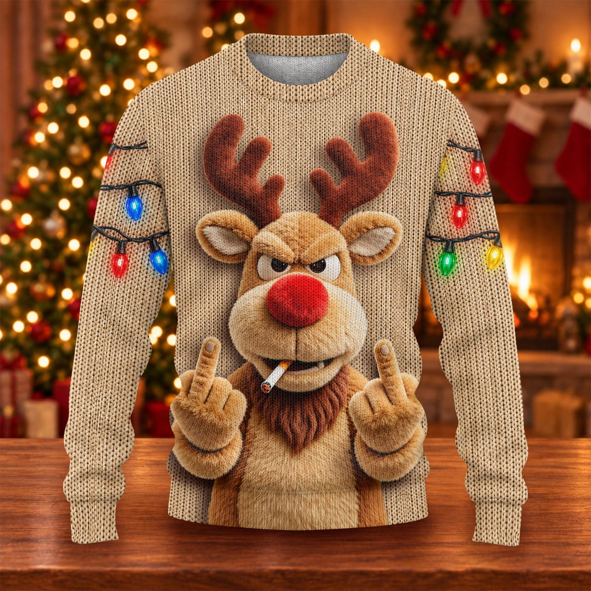 Rude Reindeer Ugly Christmas Sweater, Funny Christmas Sweater, Christmas Party Outfit
