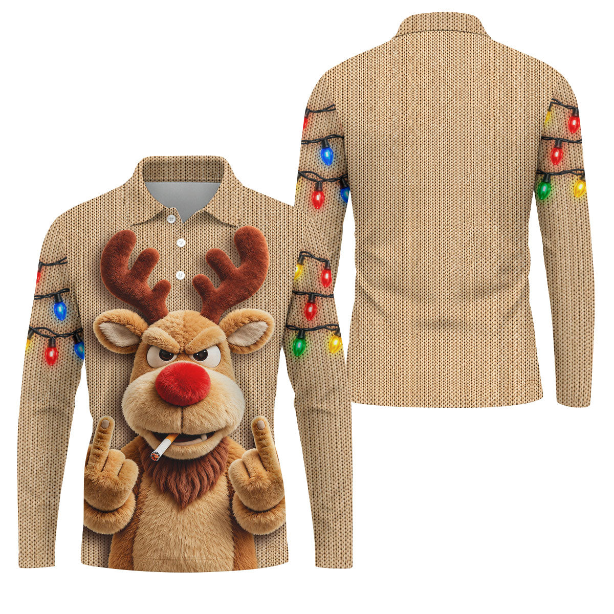 Funny Rude Reindeer Christmas Golf Polo, Polo Shirts For Men, Golf Apparel For Men