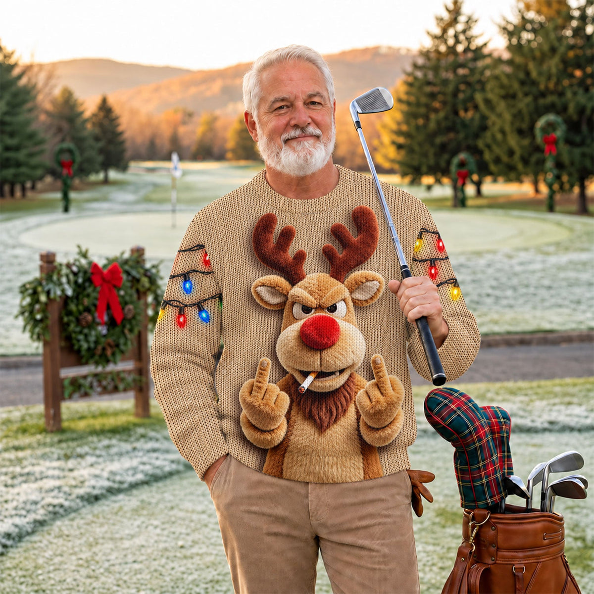 Rude Reindeer Ugly Christmas Sweater, Funny Christmas Sweater, Christmas Party Outfit