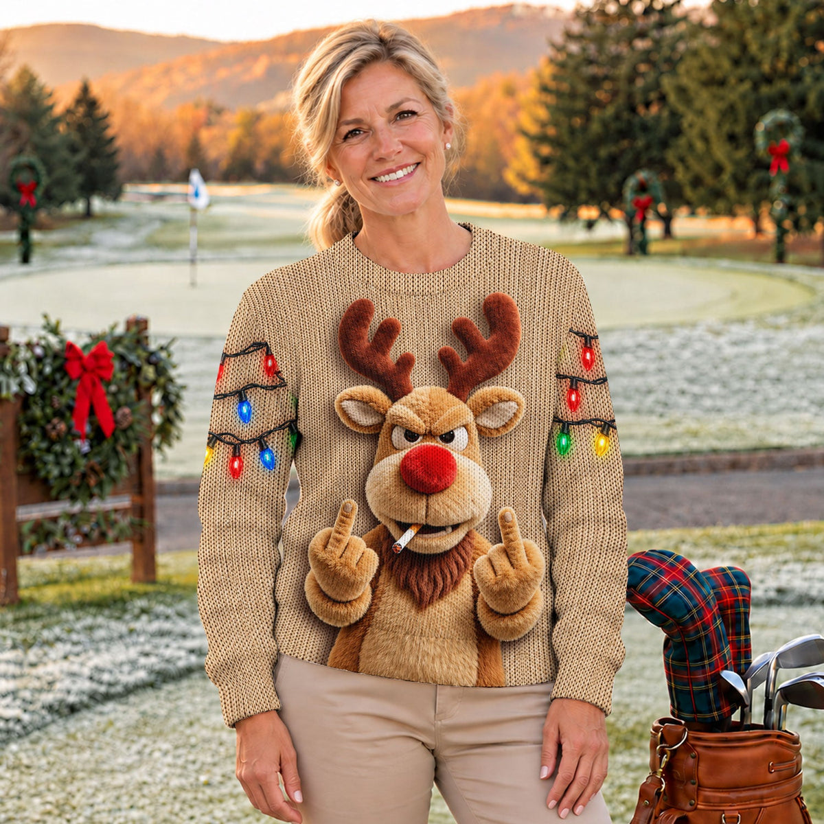 Rude Reindeer Ugly Christmas Sweater, Funny Christmas Sweater, Christmas Party Outfit