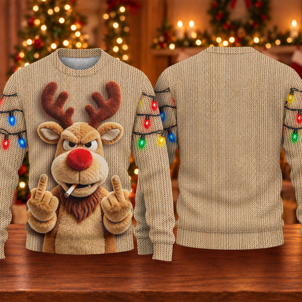 Rude Reindeer Ugly Christmas Sweater, Funny Christmas Sweater, Christmas Party Outfit