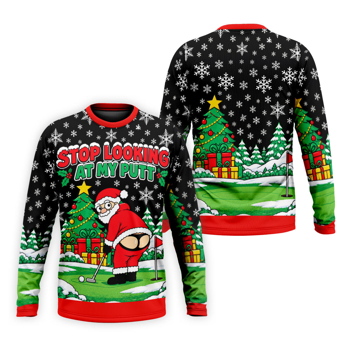 Stop Looking At My Putt Christmas Golf Shirt, Mens Golf Polo, Golf Shirts For Men