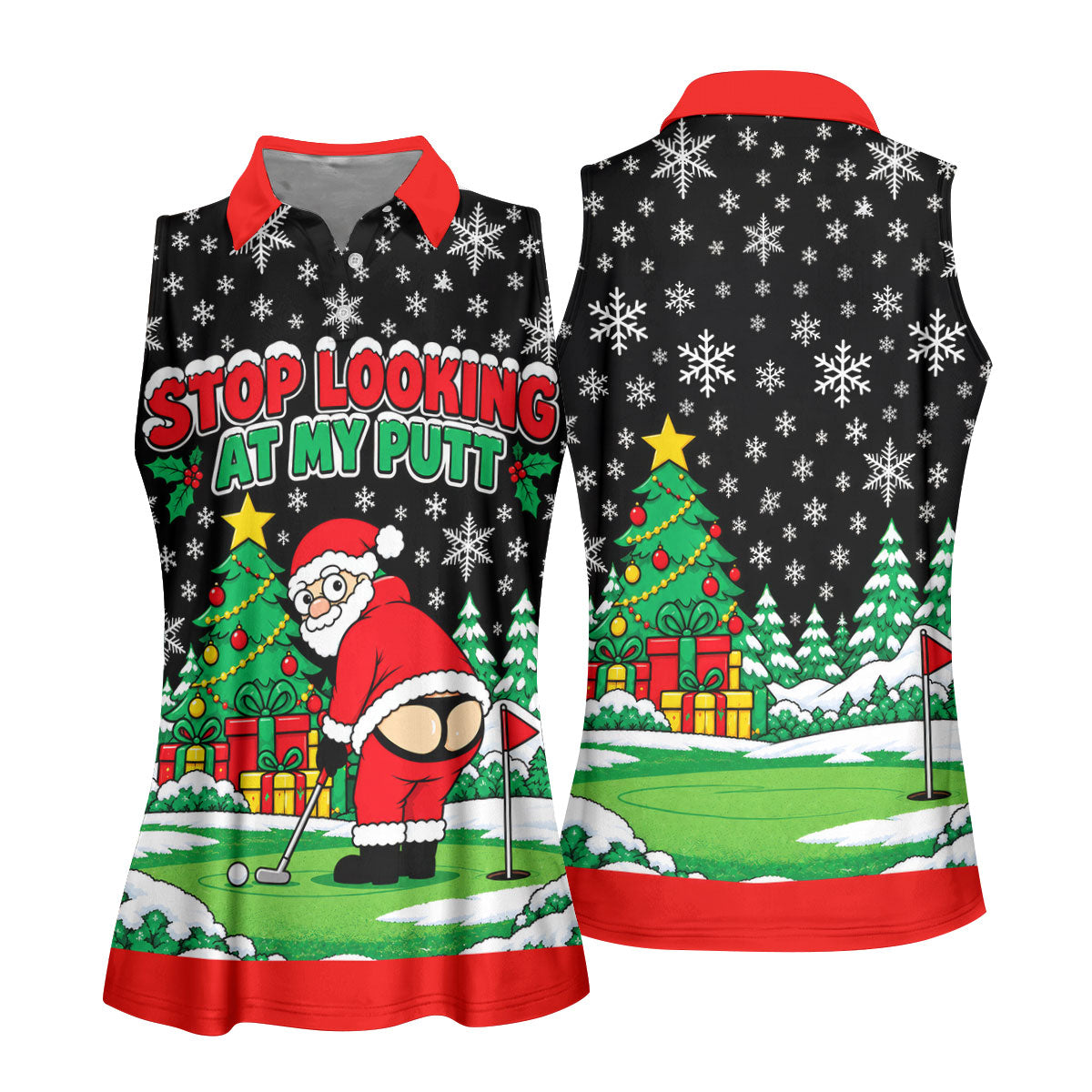 Stop Looking At My Putt Christmas Golf Shirt, Ladies Golf Shirts, Ladies Golf Apparel