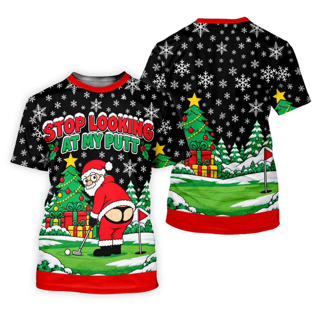 Stop Looking At My Putt Christmas Golf Shirt, Ladies Golf Shirts, Ladies Golf Apparel