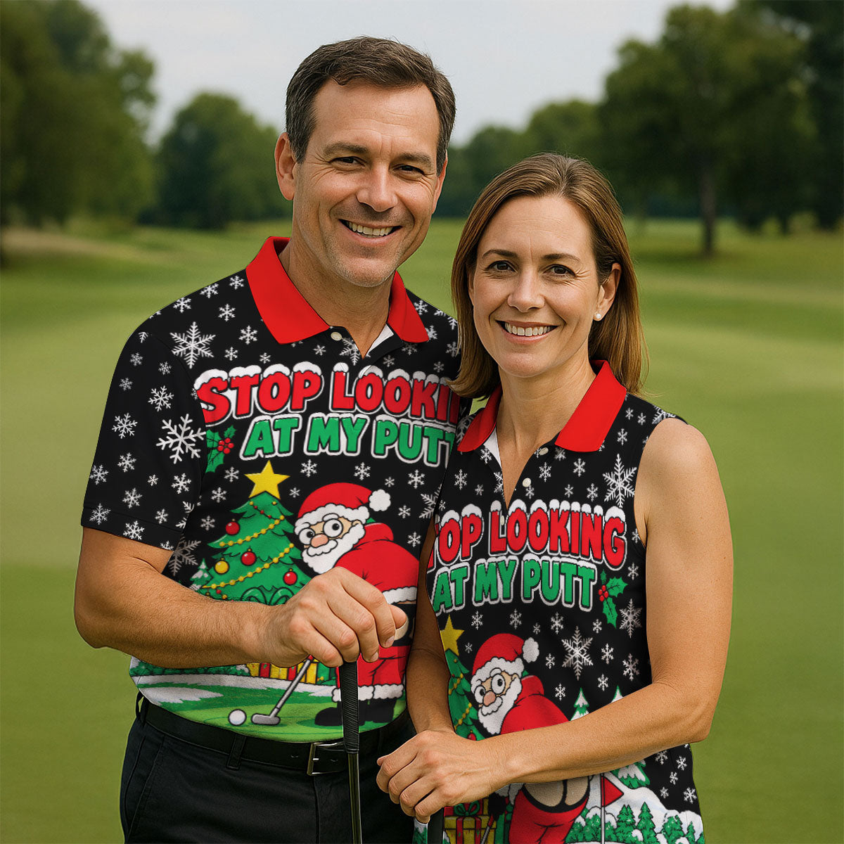 Stop Looking At My Putt Christmas Golf Shirt, Mens Golf Polo, Golf Shirts For Men