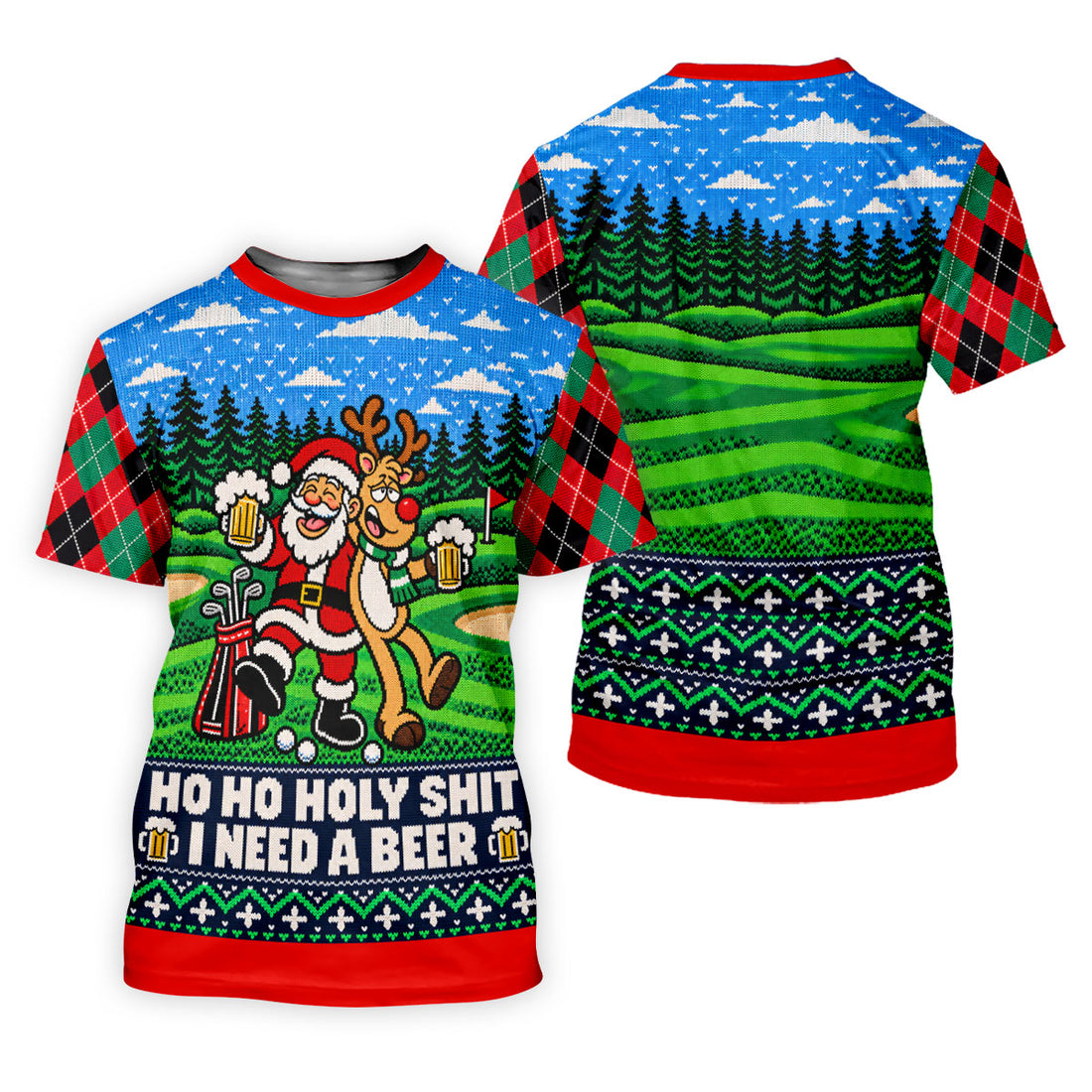 Santa Reindeer Beer Christmas Golf Shirt, Ladies Golf Shirts, Womens Golf Apparel