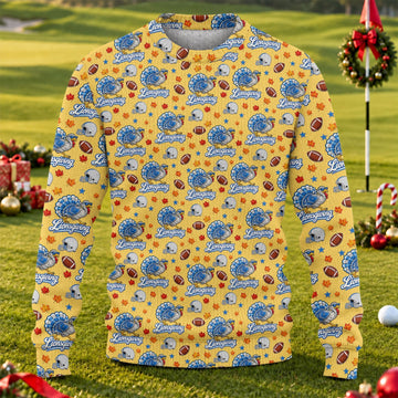 Ugly Christmas Sweater Lionsgiving Shirt, Thanksgiving Yellow Football, Gobble Gobble