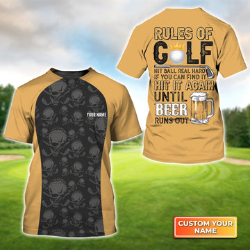 Rules of Golf - Personalized Name 3D Tshirt Gift For Golfer